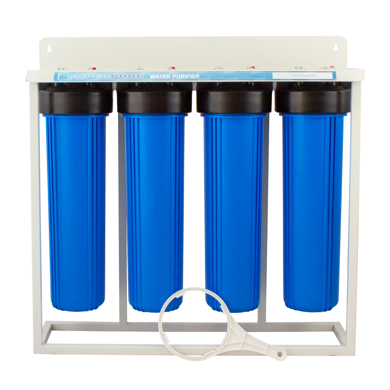 SUPERPURE 4-Stage Whole House Water Filtration System on Stand SUPERPURE 4-Stage Whole House Water Filtration System on Stand