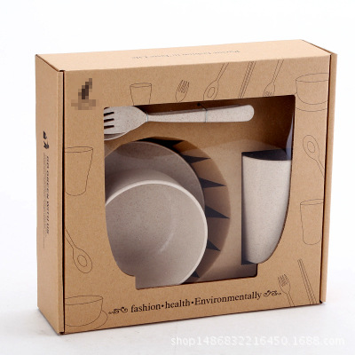 7PIECES WHEAT STRAW PLATE