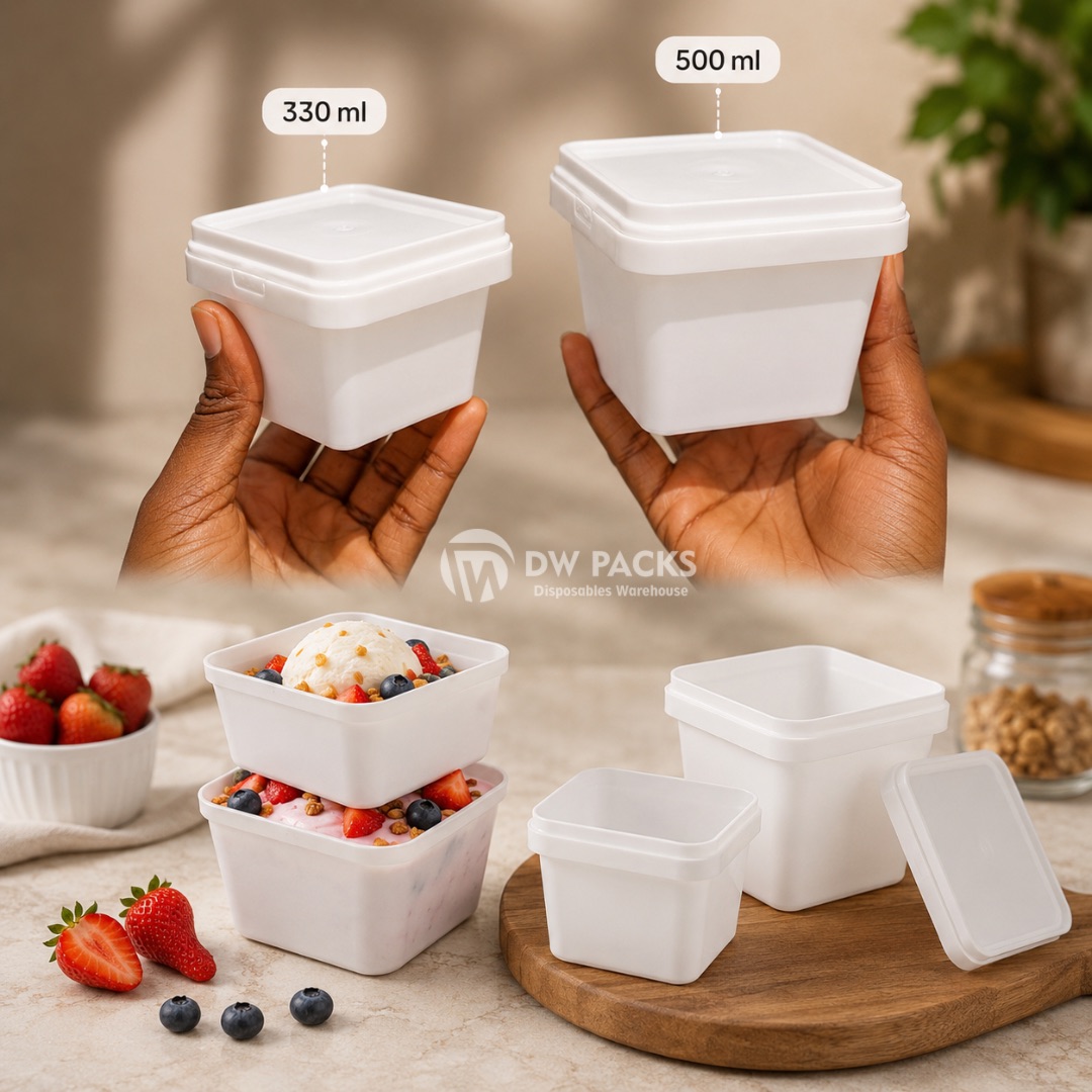 WHITE SQUARE TAMPER PROOF PAIL (330ML/500ML)