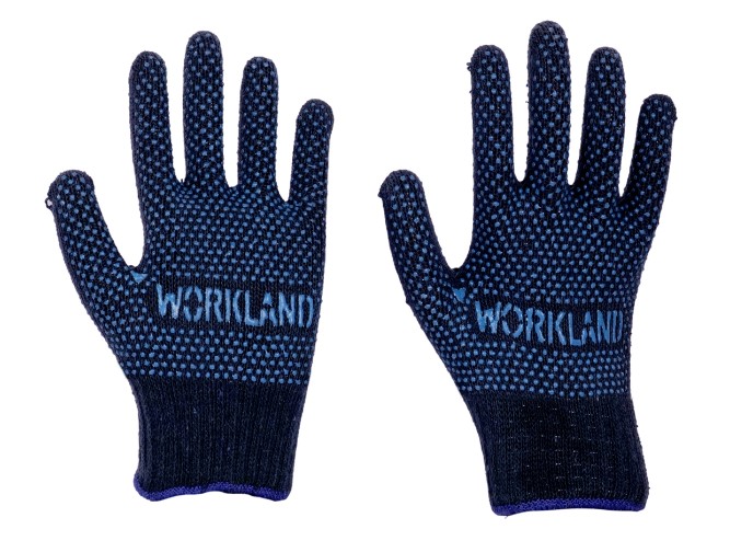 Double side dotted gloves blue, pack of 12 Workland
