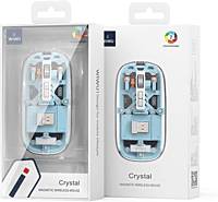 WM105 Crystal Transparent Magnatic Wireless Mouse, Dual-bluetooth +2.4G three-mode, Can connect three devices at the same time - Blue