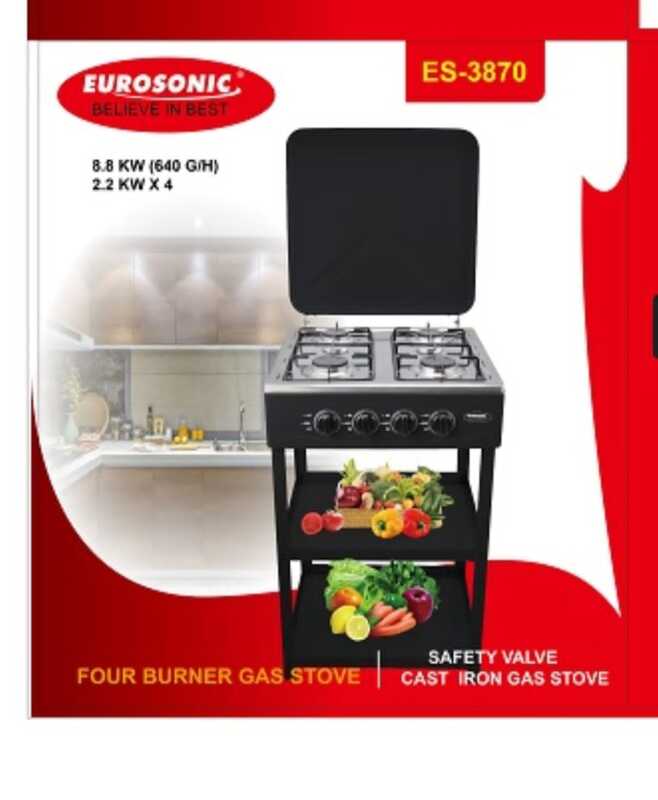 EUROSONIC 4 BUNNER STANDING GAS COOKER WITH 2 LAYERS STORAGE - MANUAL