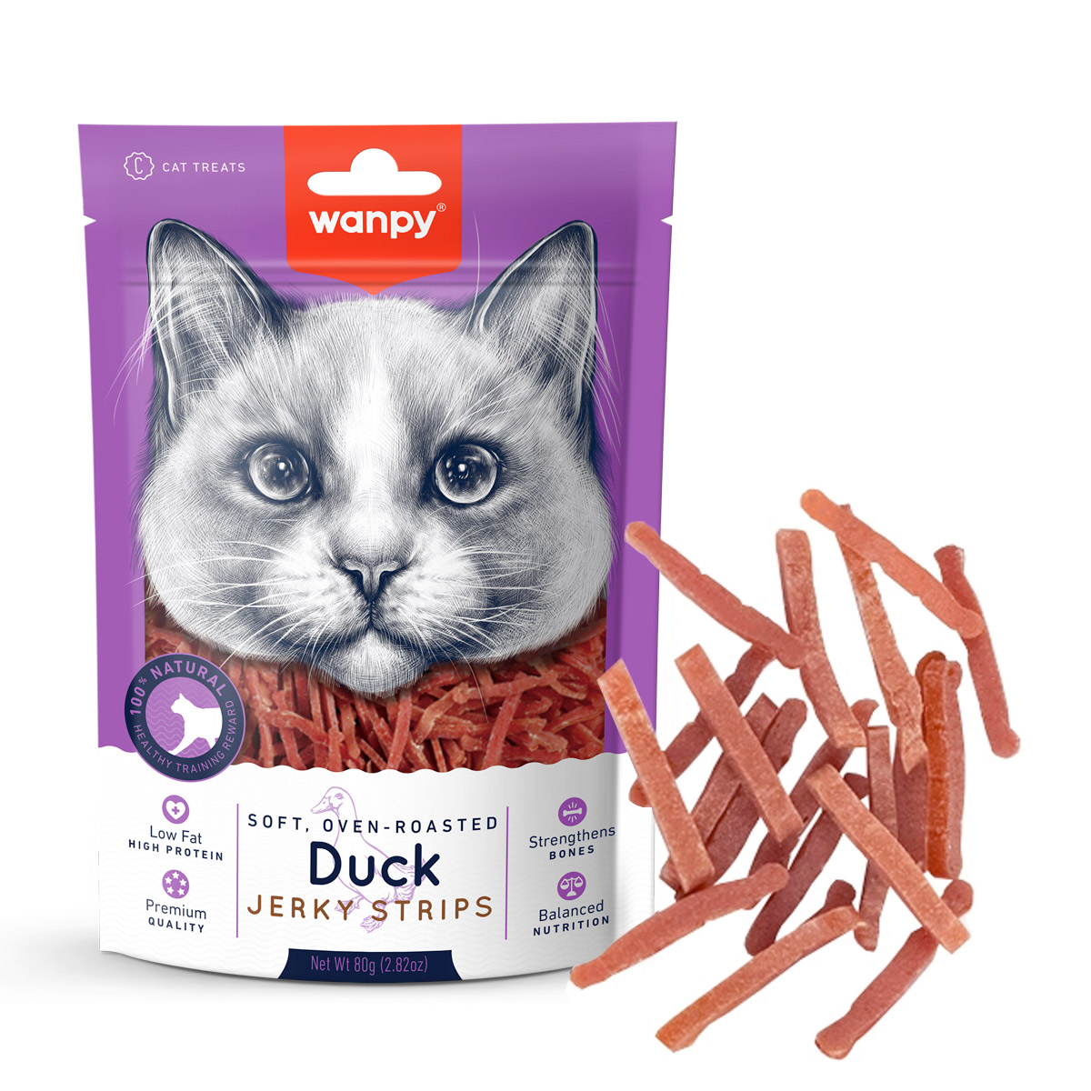Wanpy Soft Duck Jerky Strips for Cats 80g Wanpy Soft Duck Jerky Strips for Cats 80g