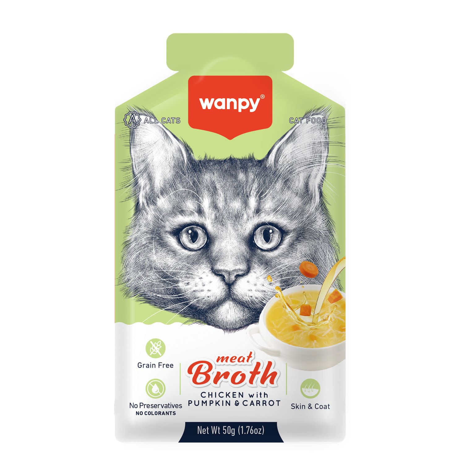 Wanpy Meat Broth Chicken with Pumpkin & Carrot for Cats (50gm) Wanpy Meat Broth Chicken with Pumpkin & Carrot for Cats (50gm)