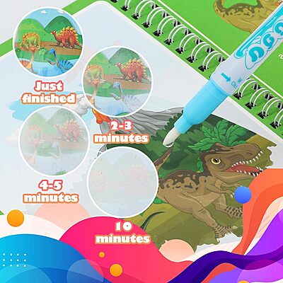 Water Magic Coloring Books with Refillable Pens - Pack of 4