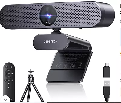 Webcam 8 MP 4K Avec Microphone Avec Telecommande