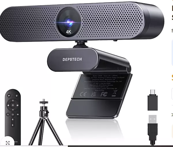 Webcam 8 MP 4K Avec Microphone Avec Telecommande