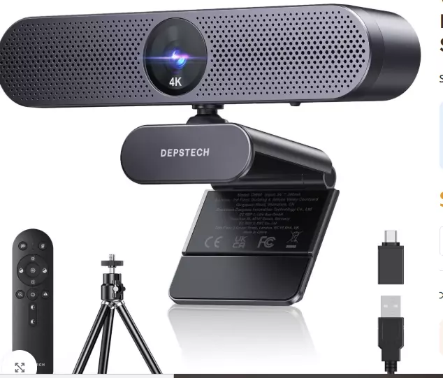 Webcam 8 MP 4K Avec Microphone Avec Telecommande