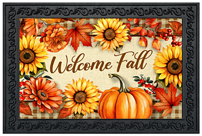 Welcome Fall Flowers Doormat