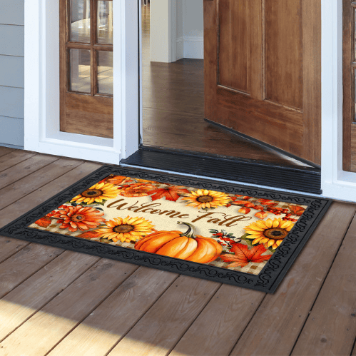 Welcome Fall Flowers Doormat