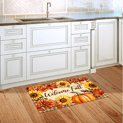 Welcome Fall Flowers Doormat