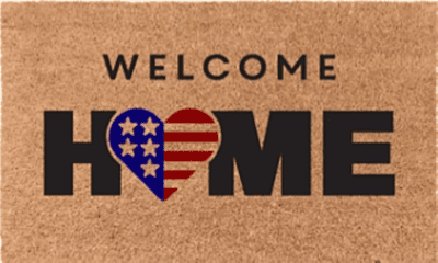 Welcome Home Heart Flag Doormat – Patriotic USA Entry Mat