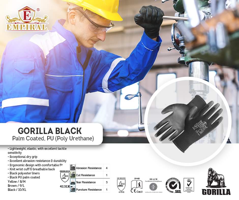 Black PU Coated Gloves Gorilla