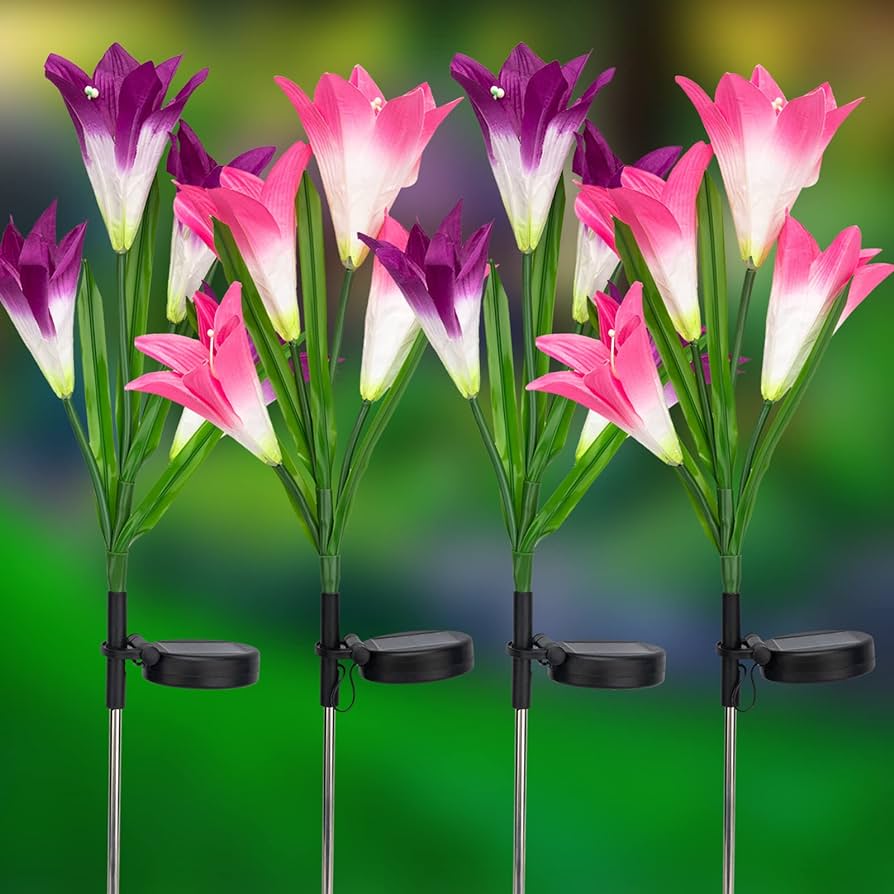 Lily Solar Flower Light - 7 Colour Changing (Red) - 2 Packs Lily Solar Flower Light - 7 Colour Changing (Red) - 2 Packs