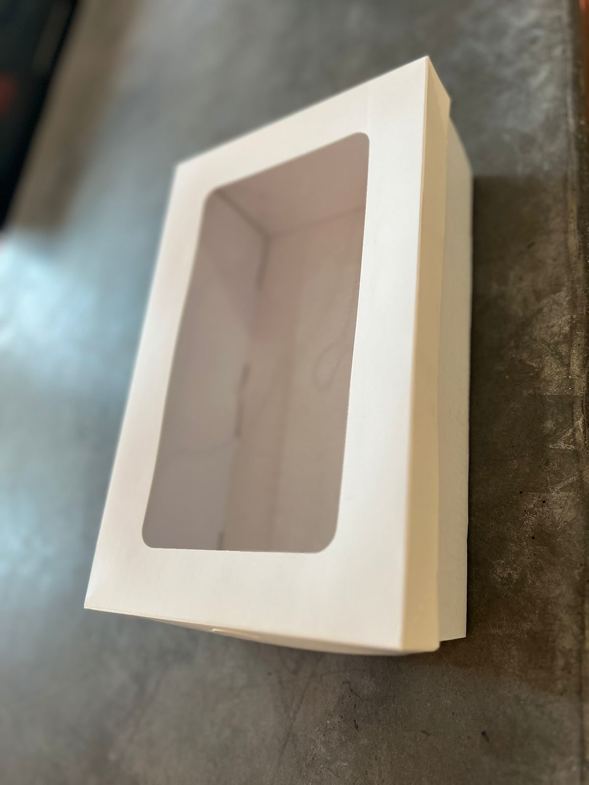Caja Kraft Bandeja Blanca con Ventana 10"x6"x3"