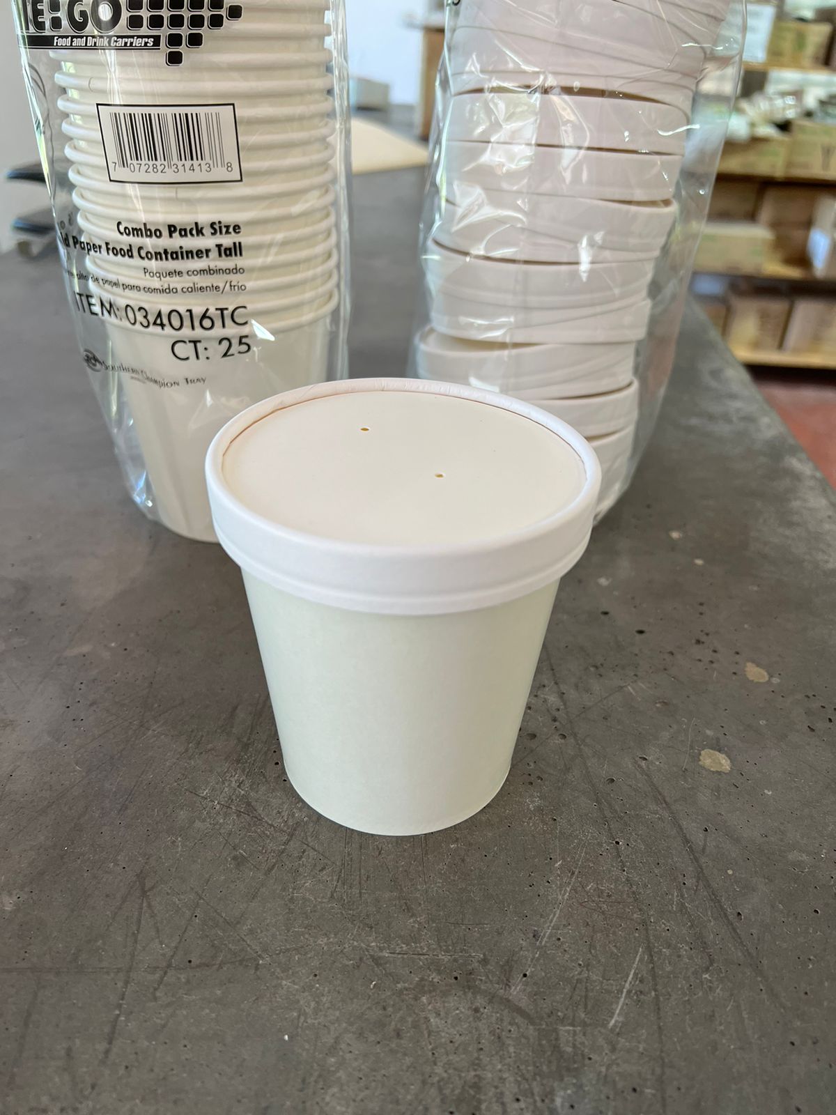 Vaso de Carton con Tapa 16oz   ristra 25 unidades
