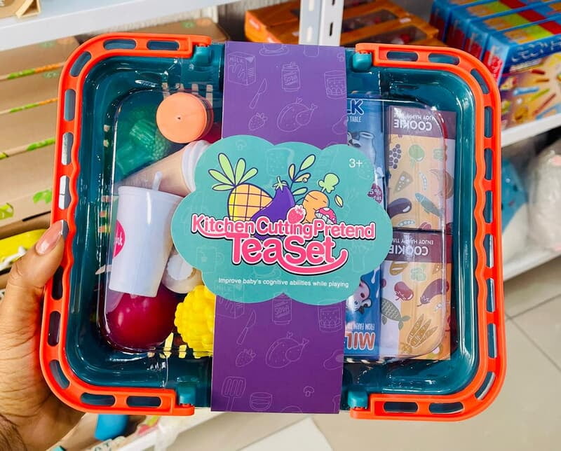 Kitchen Cutting Pretend Tea Set - Ice cream (Green basket)