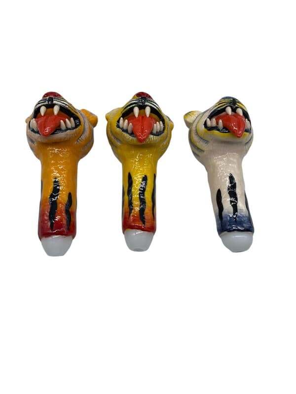 5.1inch CLAY HANDPIPE WITH TIGER HEAD DESIGN