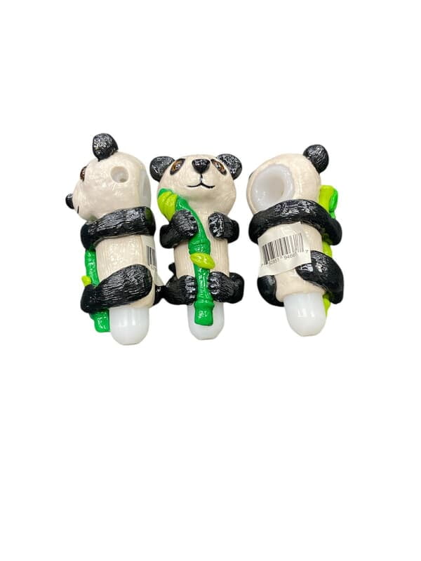 5.4inch CLAY HANDPIPE WITH PANDA AND BAMBOO DESIGN
