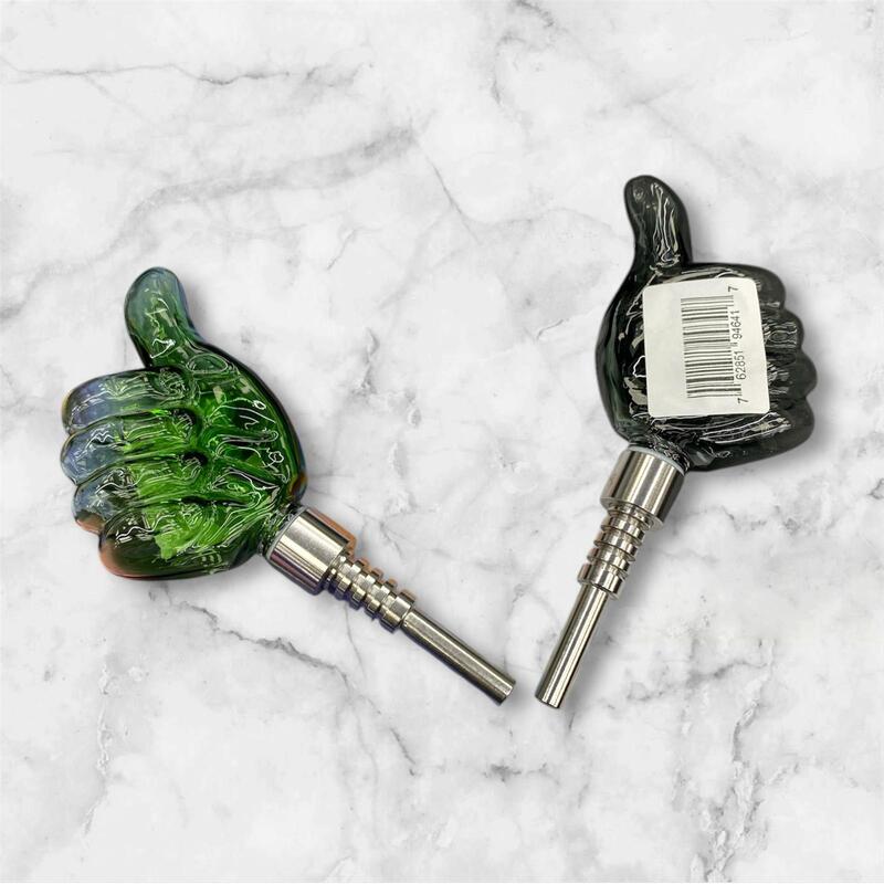 4.0inch glass honey straw with thumsup design nectar collector