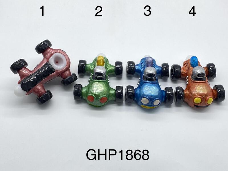 5.5inch VINTAGE STYLE RACE CAR CLAY AND GLASS HANDPIPE
