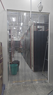 Installation of Buzz lite Climate Control Pvc strip curtain to create partition