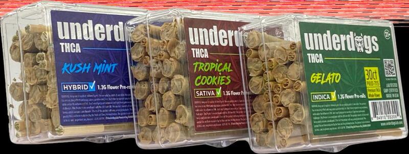 UNDERDOGS THCA PRE ROLLS 1.3G 30CT BOX