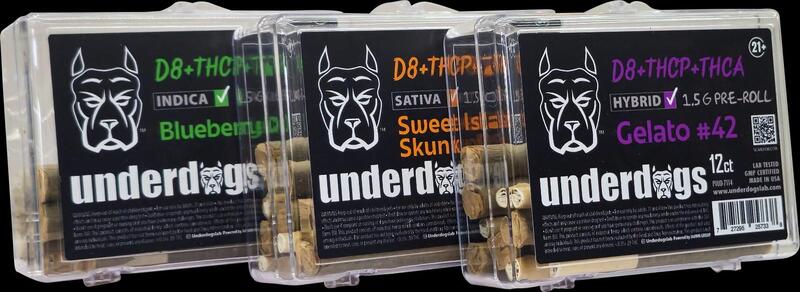 UNDERDOGS THCP+D8 1.5G PRE ROLLS 12CT