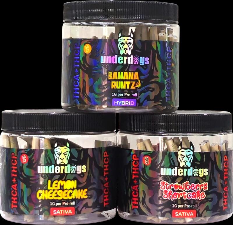 UNDERDOGS THCA PRE ROLLS 1 GM 50CT BOX