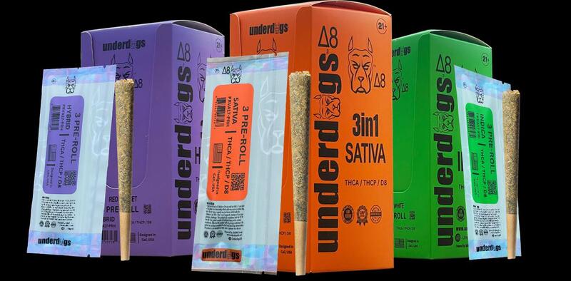 UNDERDOGS THCA|THCP|D8 3 PRE ROLLS | 10CT BOX