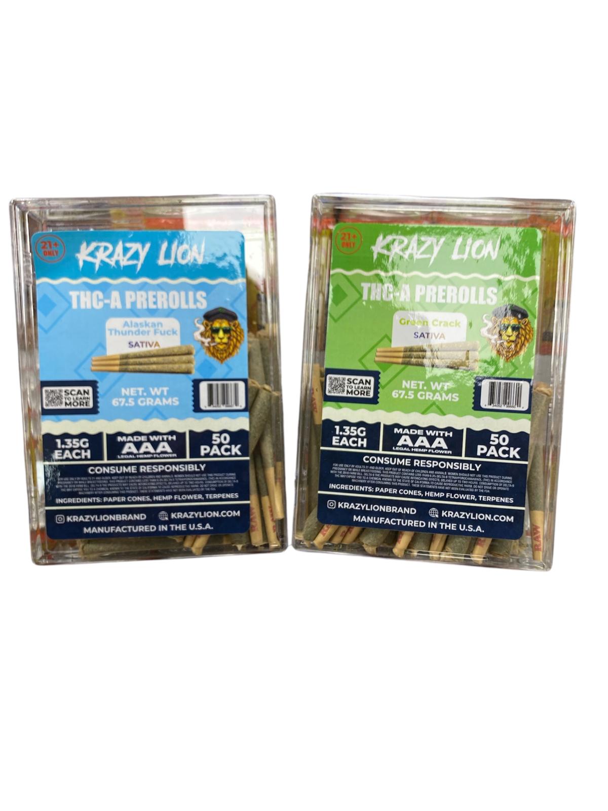 KRAZY LION THC-A PRE ROLLS 1.35G 50CT