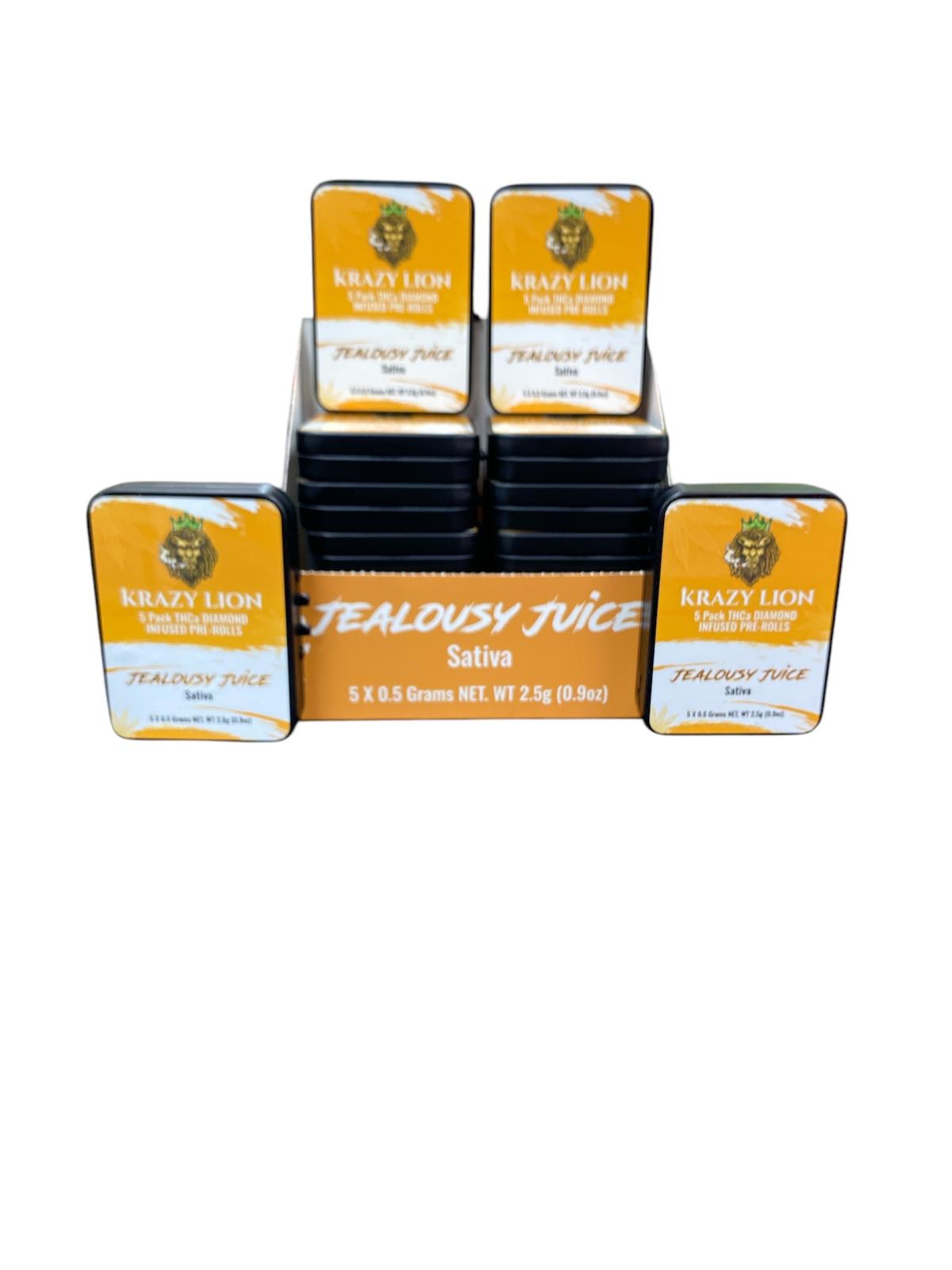 KRAZY LION THCA DIAMOND INFUSED SHORTY PRE ROLLS 5X0.5 GRAMS 16CT BOX