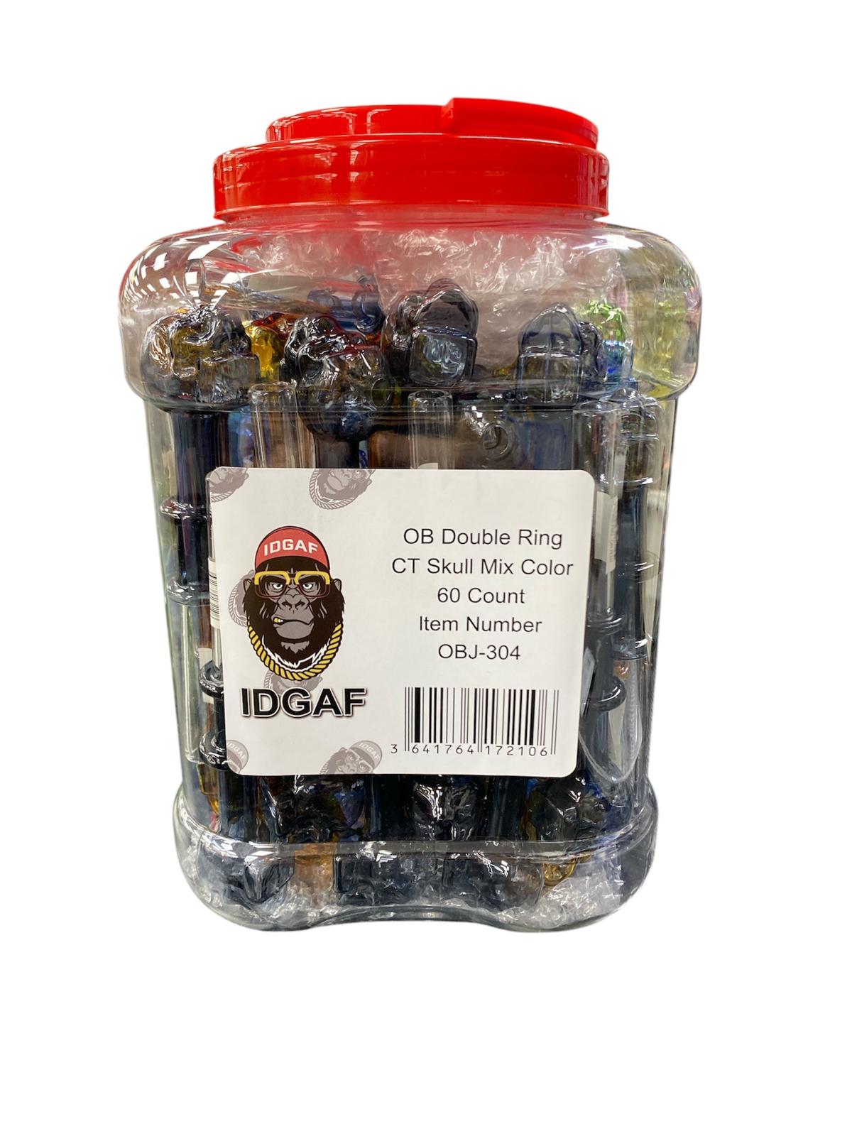 OBJ304 OB DOUBLE RING CT SKULL MIX COLOR 60CT