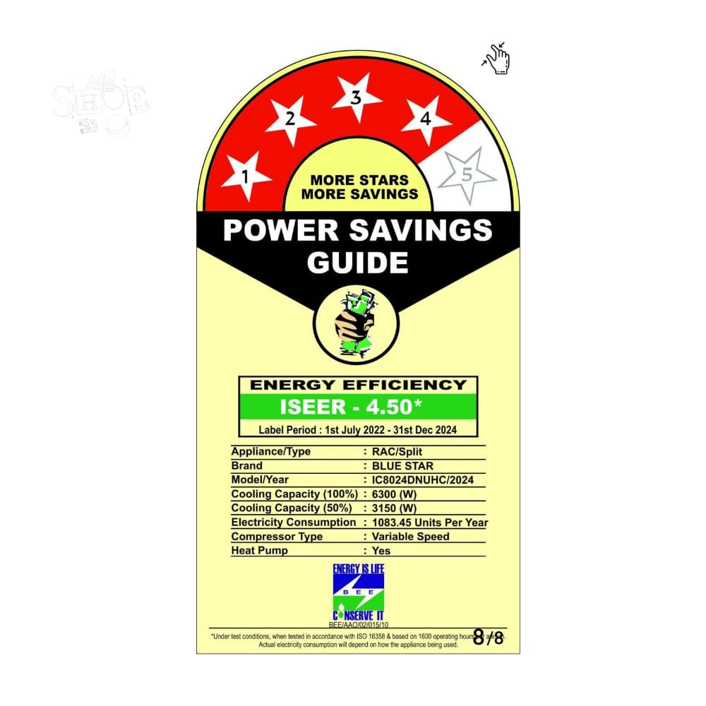 Energy-efficient cooling from the Blue Star IC8024DNUHC inverter AC.