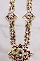 Margam/Copper & Real Kempstones -  Temple Jewellery - Haram with Pathakam Pendant