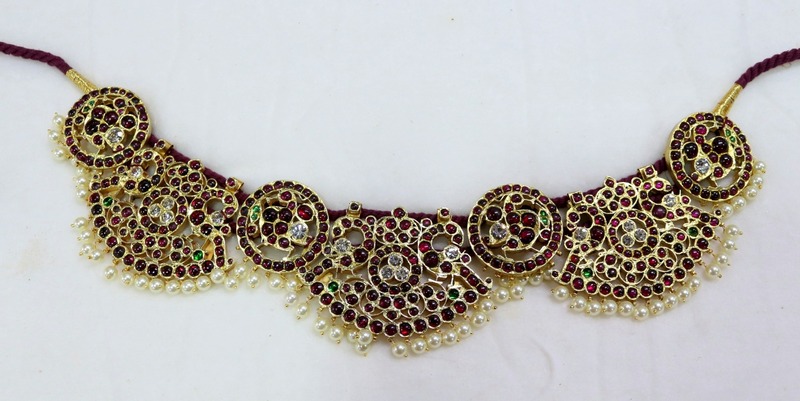 Original Temple Jewellery - Silver & Real Kempstones Waistbelt/Oddiyanam/Vaddanam/Kamarbandh