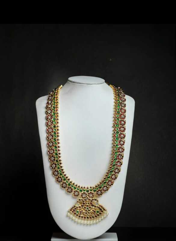 Original Temple Jewellery - Silver & Real Kempstones Haaram