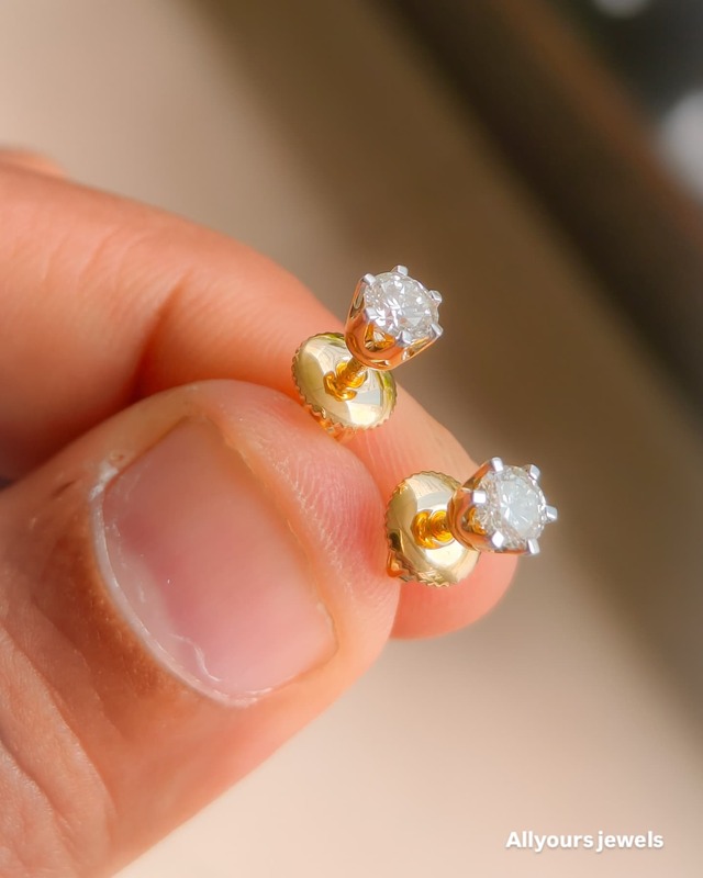 6 prong diamond ear studs