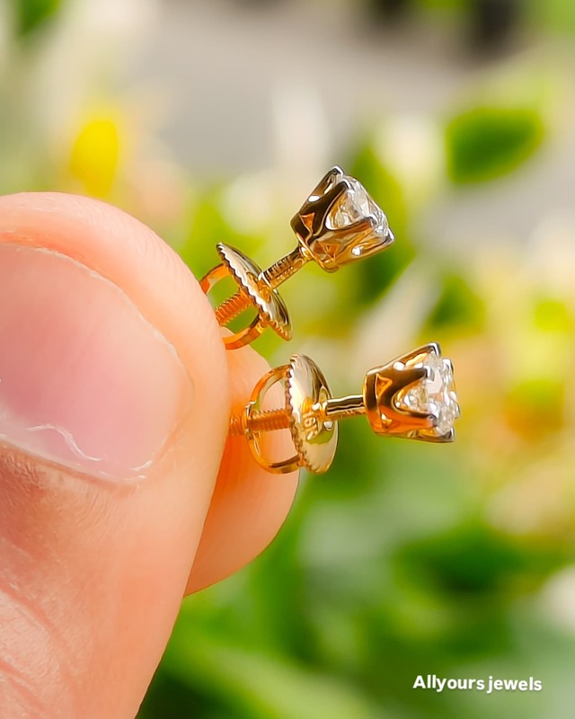 6 prong diamond ear studs