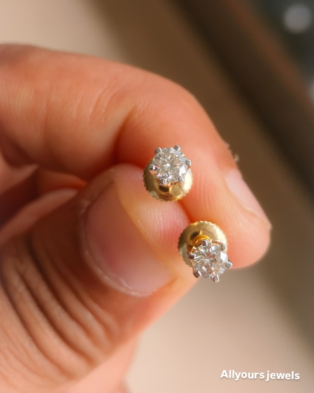 6 prong diamond ear studs