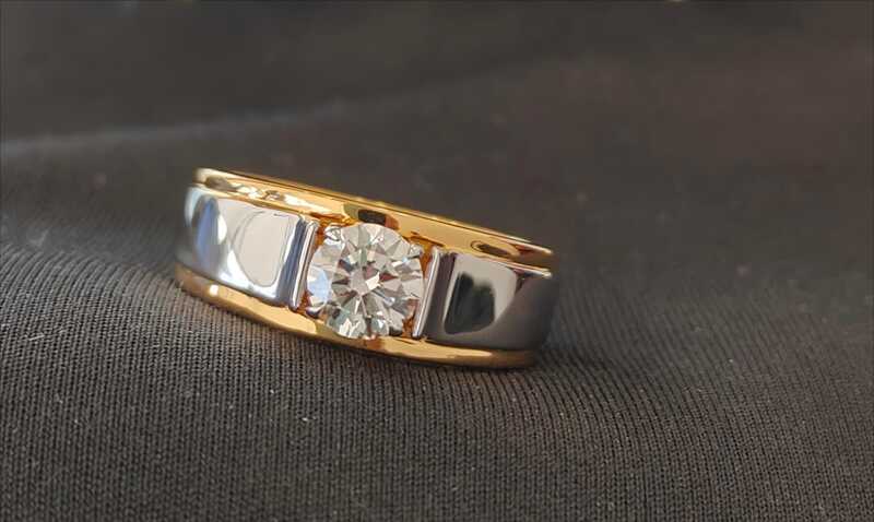 Two Tone Diamond studded Gold Ring