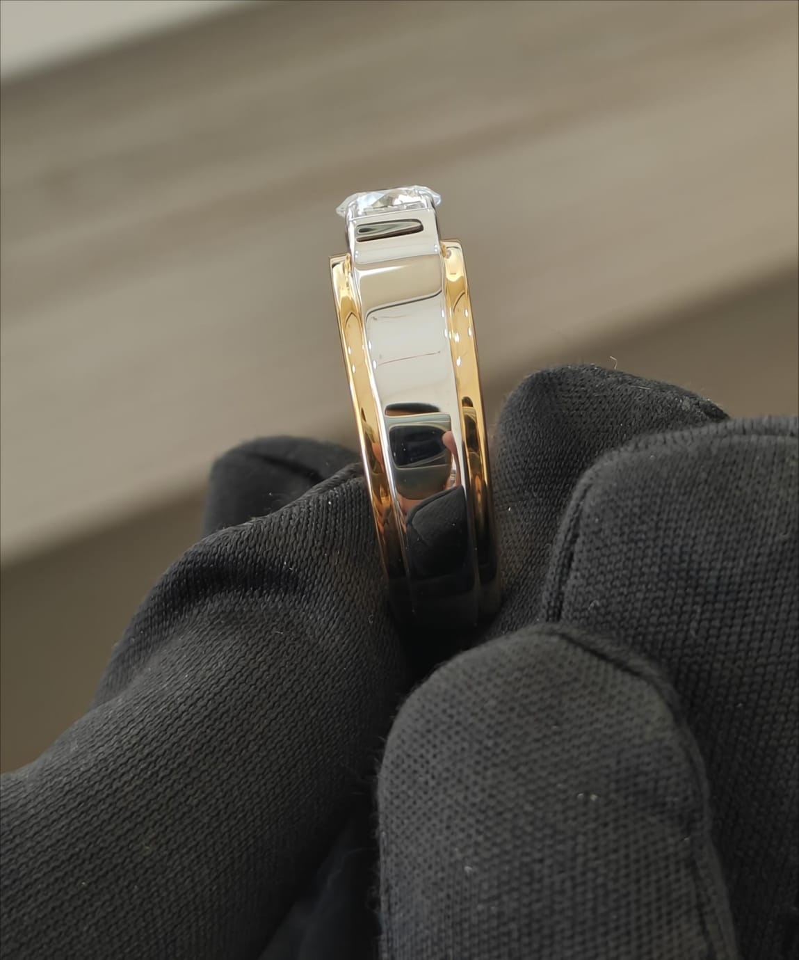 Two Tone Diamond studded Gold Ring