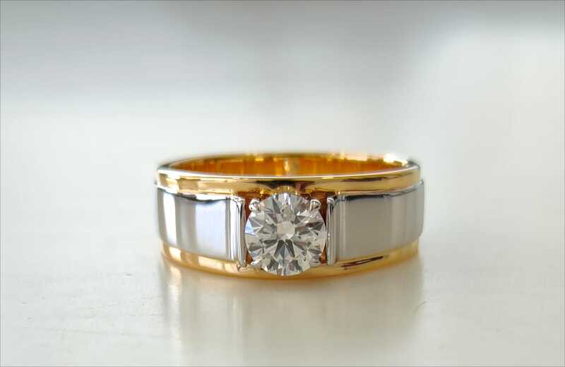 Two Tone Diamond studded Gold Ring