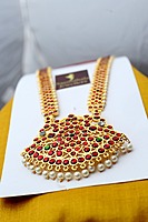 Temple Jewellery - Brass Gold Plated Full Kempstones Haram