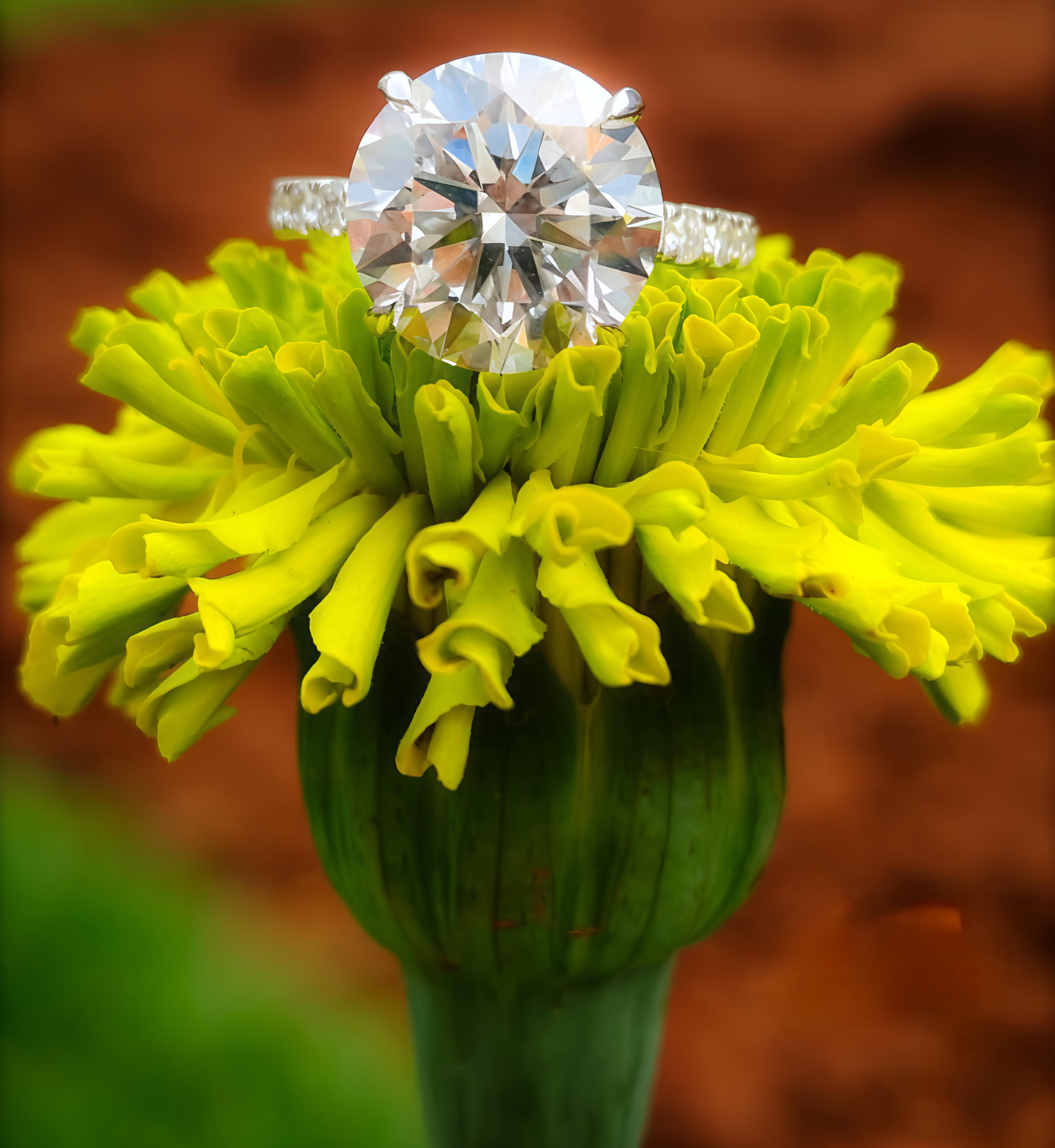 4 Prong Big Round Shape Diamond Ring