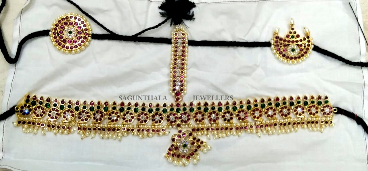 Margam Temple Jewellery - Headset, Surya & Chandra Pirai/Sun & Moon for Bridal & Bharathanatyam, Classical Dance