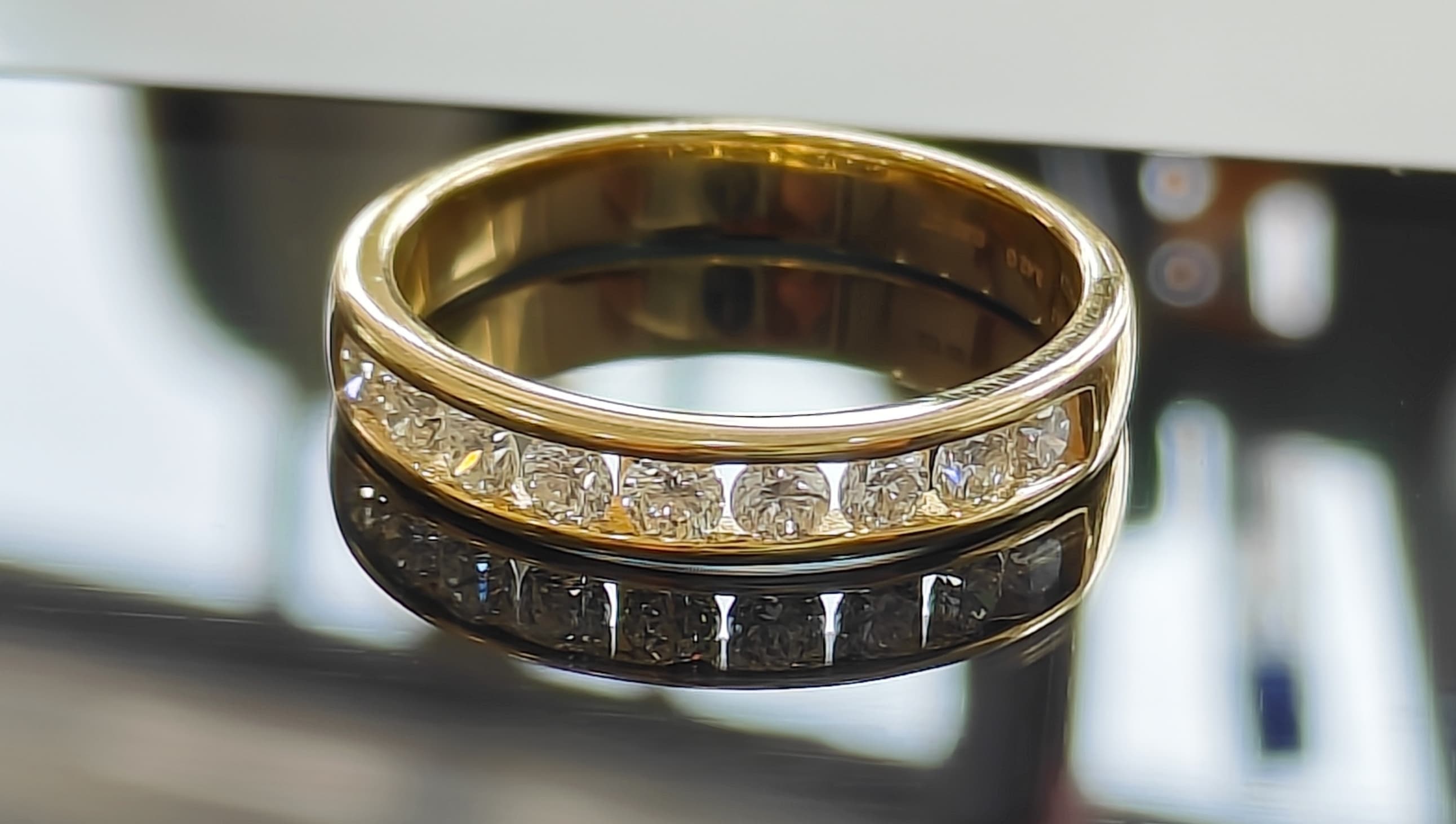 Lab grown diamond studded mens band