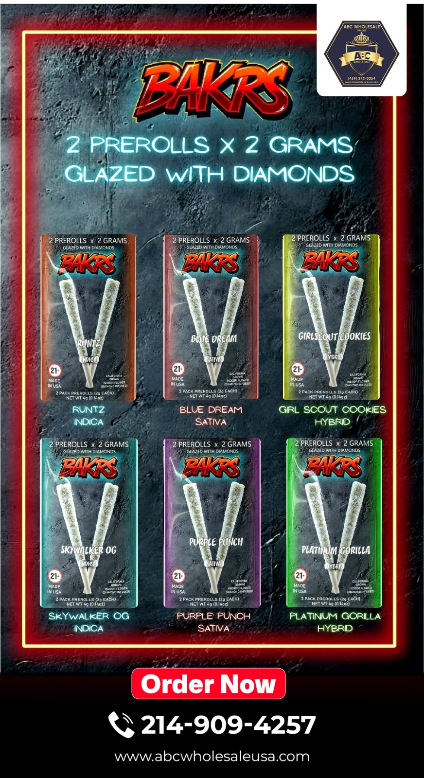 BAKRS DIAMOND INFUSED 2GM PREROLLS | 2CT | 10PK