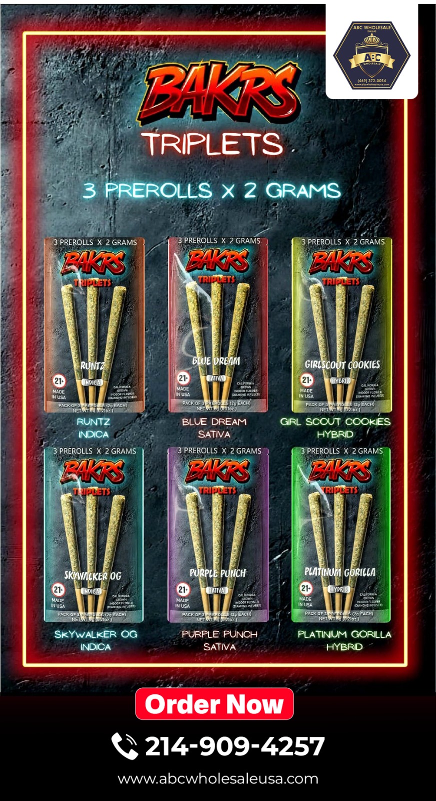 BAKRS TRIPLETS 2GM PREROLLS | 3CT PER PACK | 10PK