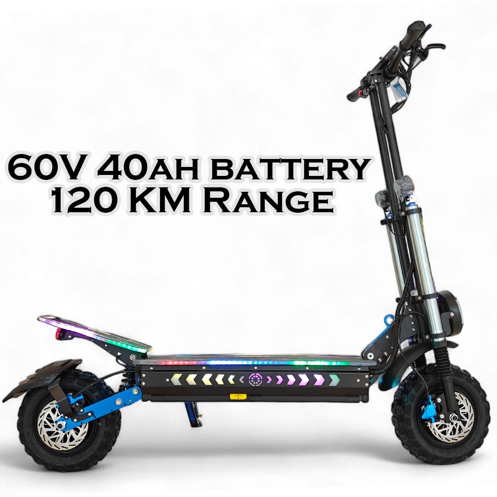 WINDHORSE H3 Powerful Electric Scooter 3000W Dual Motor – 60V 40Ah Battery, 85 KM/H Max Speed, 120 KM Range – 13 Inches Tires, Hydraulic Brakes, Dual Suspension, Full Body RGB Lights WINDHORSE H3 Powerful Electric Scooter 3000W Dual Motor – 60V 40Ah Battery, 85 KM/H Max Speed, 120 KM Range – 13 Inches Tires, Hydraulic Brakes, Dual Suspension, Full Body RGB Lights